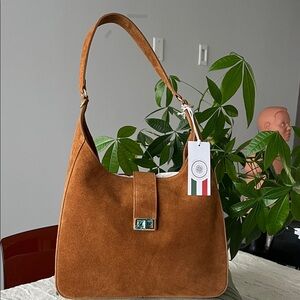 Chic Brown Suede Shoulder Bag